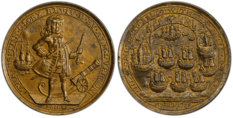 1739 Bronze Medal Admiral Vernon, A-C PBvi 9-J