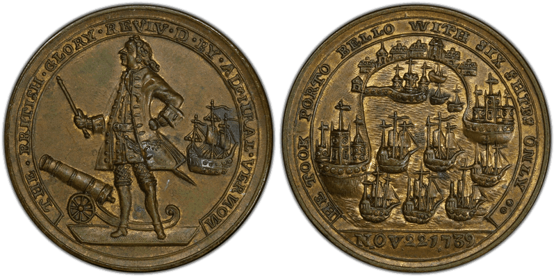 1739 Bath Metal Medal Betts-222, Admiral Vernon