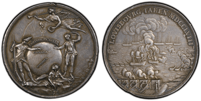 1758 Silver Medal Betts-410, Louisbourg Taken