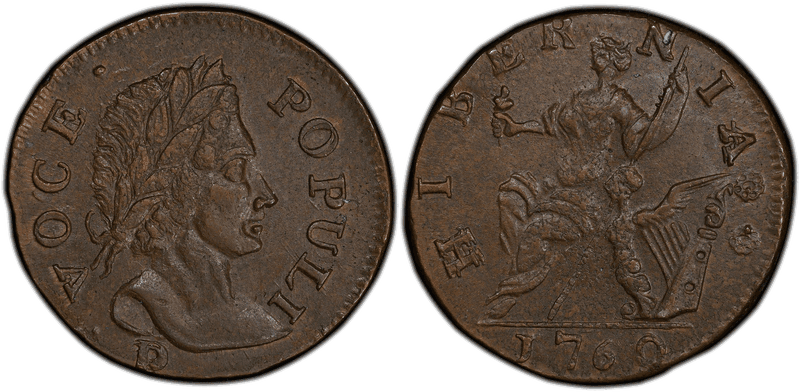 1760 1/2 P Voce Populi - P Below Half Penny