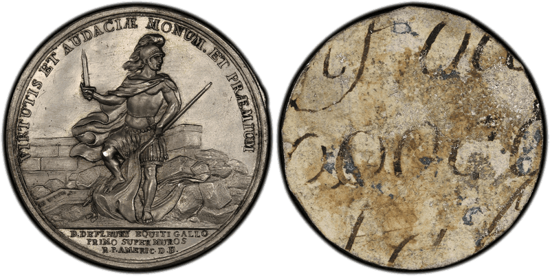 1779 White Metal Medal Betts-566, De Fleury at Stony Point