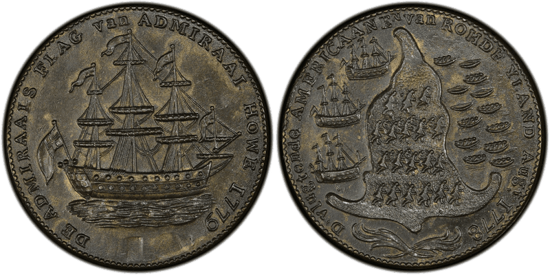 1779 Medal Rhode Island - No Wreath Below Ship