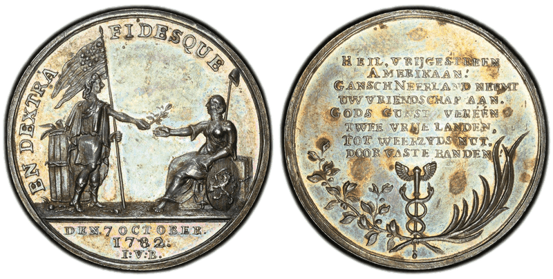 1782 Silver Medal Betts-606, Dutch-American Treaty