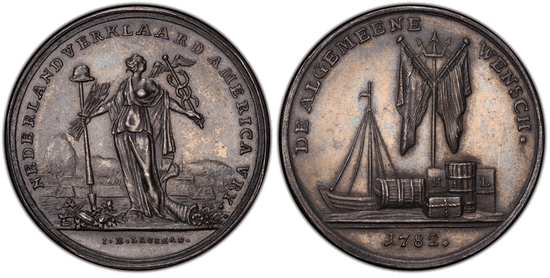 1782 Silver Medal Betts-607, Dutch American Freedom