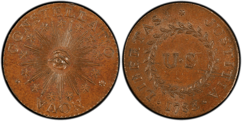 1783 C Nova 1/2P Pointed Rays - Small US Half Penny