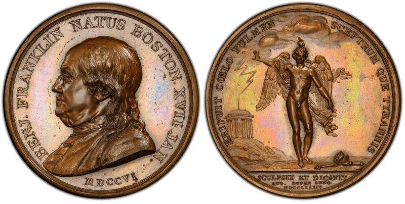 1784 Bronze Medal Betts-619, Winged Genius