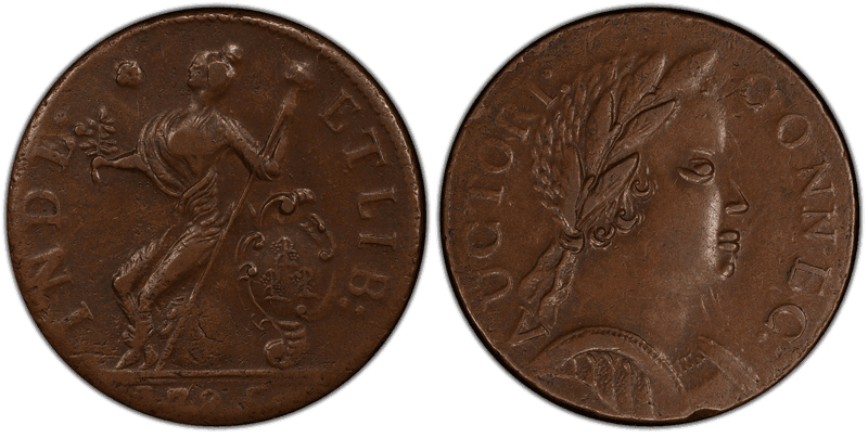 1785 CT 1/2P Bust Right - African Head Half Penny