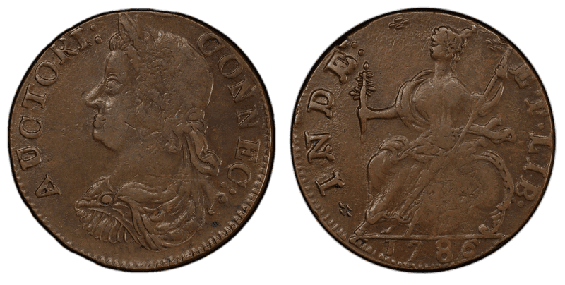 1786 CT 1/2P Draped Bust Left Half Penny