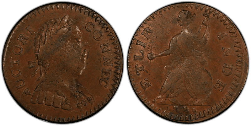 1786 CT 1/2P Sm Head ET LIB INDE Half Penny