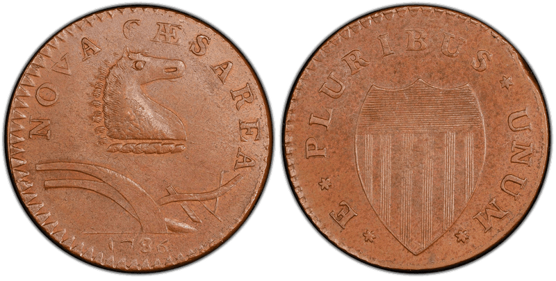 1786 NJ 1/2P Nar Shld - Curv Plow Beam Half Penny