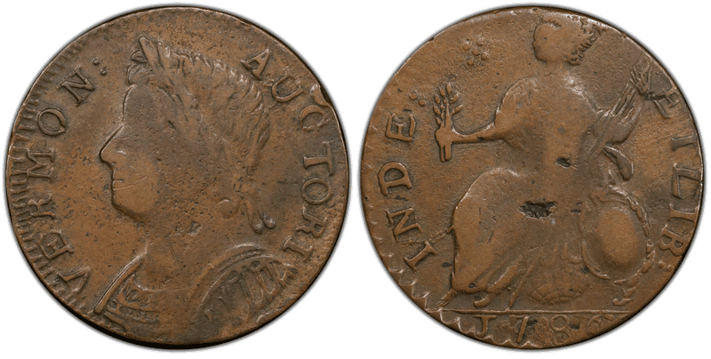 1786 VT 1/2P Bust Left Half Penny
