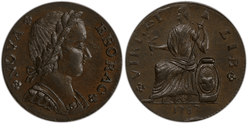 1787 1/2P Nova Eborac - Seated Left Half Penny