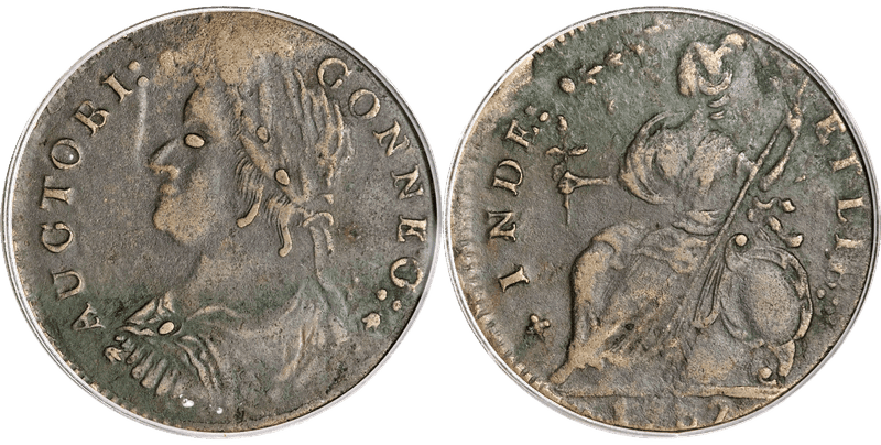 1787 CT 1/2P Draped Bust Left - AUCTOBI Half Penny
