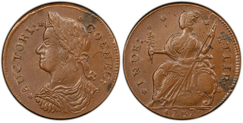 1787 CT 1/2P Draped Bust Left - ETLIR Half Penny