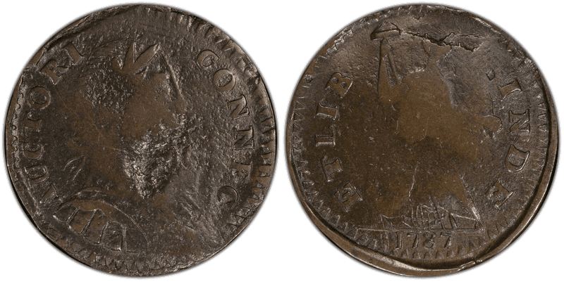 1787 CT 1/2P Seated Liberty Right Half Penny