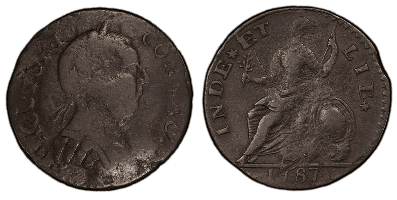 1787 CT 1/2P MB Right - 'INDE ET' Half Penny