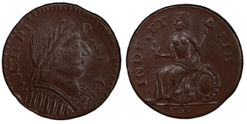 1787 CT 1/2P Mail Bust Rt - Muttonhead Half Penny