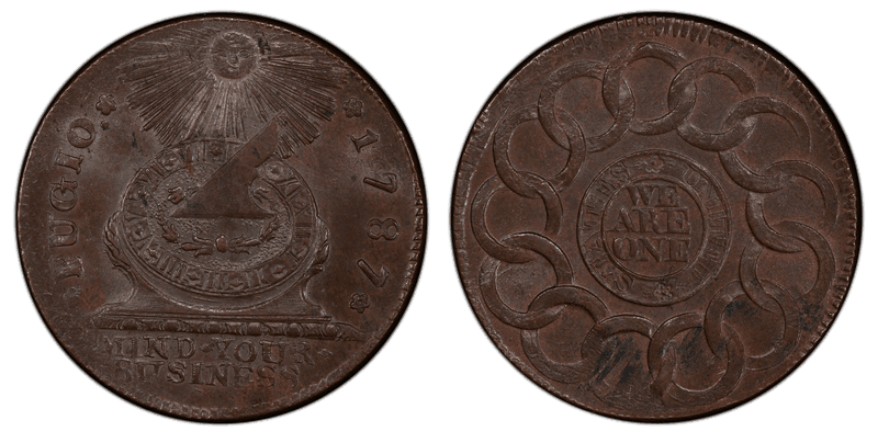 1787 Fugio Cent - 4 Cinq, Raised Rims