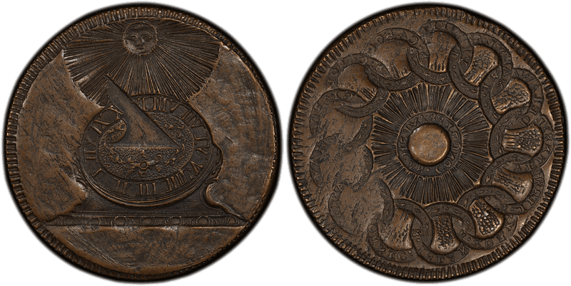 1787 Fugio Cent - AM CONG, Copper Hub Impress.