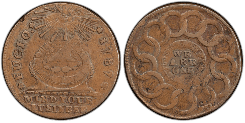 1787 Fugio Cent - Club Rays, Rounded Ends
