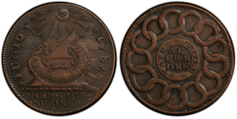 1787 Fugio Cent - States United, 1 Over Horiz. 1