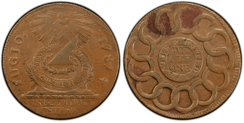 1787 Fugio Cent - States United, Cross After Date
