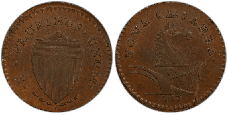 1787 NJ 1/2P Hidden White Metal in Sprig Half Penny