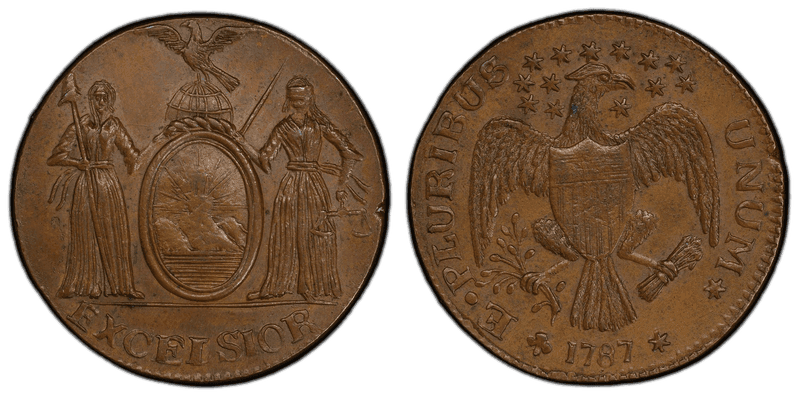 1787 NY 1/2P Excelsior - Eagle Left Half Penny