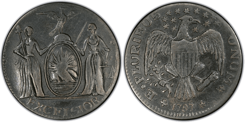 1787 NY 1/2P Excelsior - Eagle Right Half Penny