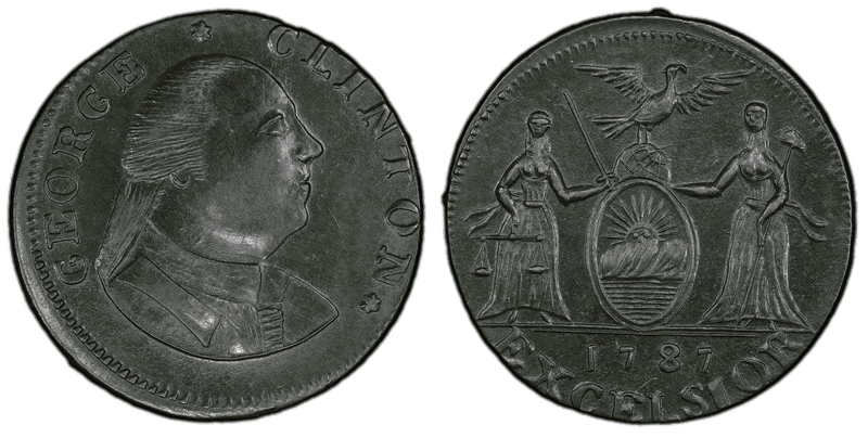 1787 NY 1/2P George Clinton - Excelsior Half Penny