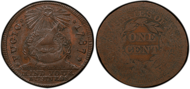 1787' Fugio Cent - Uniface Restrike Over Struck