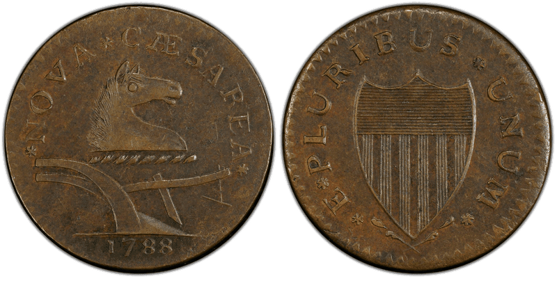 1788 NJ 1/2P Head Right - Brushed Mane Half Penny