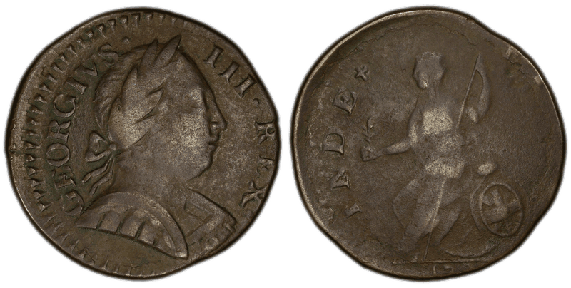 1788 VT 1/2P Georgivs III Rex Half Penny