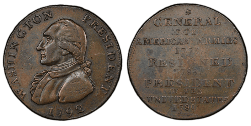 1792 Bronze Token Washington President General Reverse, USA Edge
