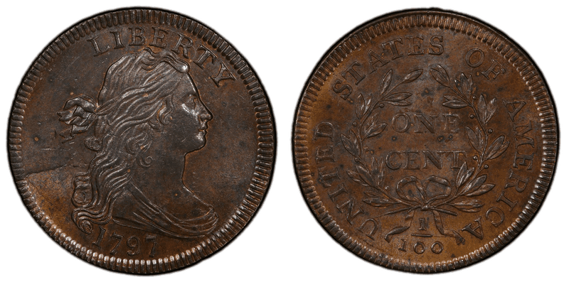 1797 Draped Bust Cent - Reverse of 1797, Stems