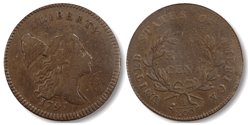 1797 Liberty Cap Right Half Cent - Lettered Edge