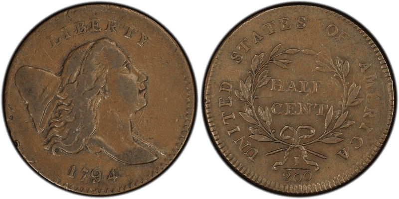 1797 Liberty Cap Right Half Cent - Low Head, Plain Edge