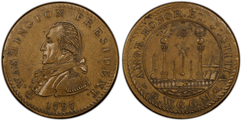 1797 Medal Washington Masonic GW-29 Brass - Plain Edge
