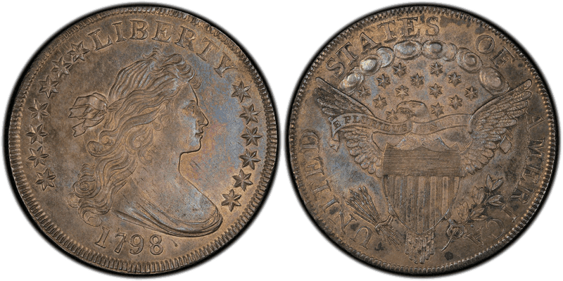 1798 Draped Bust Dollar - Knob 9, 5 Lines