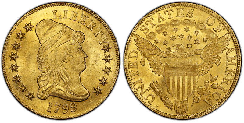 1799 Capped Bust to Right Eagle - Small Stars Obverse