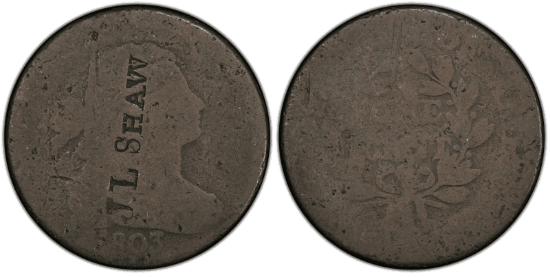 1803 Draped Bust Cent - Brunk S-335 J.L. Shaw Boston