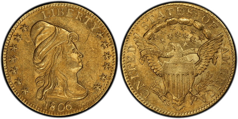 1806 Capped Bust to Right Quarter Eagle - 1806/5 Stars 7x6