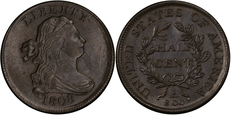1808 Draped Bust Half Cent