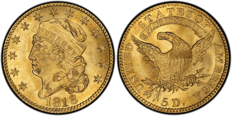 1818 Capped Head to Left Half Eagle - STATESOF