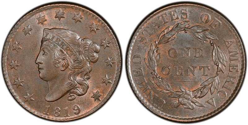 1819 Matron Head Coronet Head Cent - Small Date