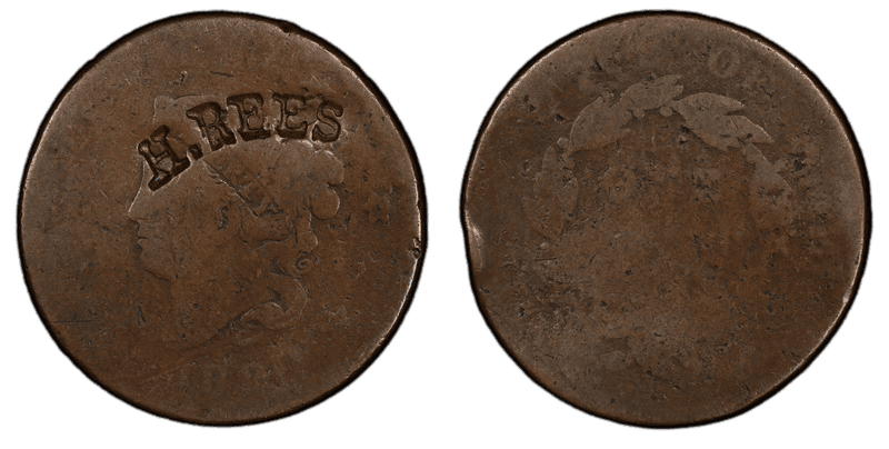 1820 Matron Head Coronet Head Cent - Brunk R-163 Large Date H. Rees