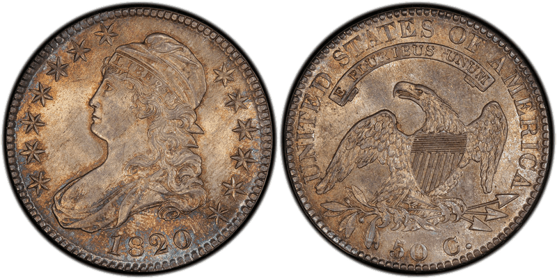 1820 Capped Bust Half Dollar - Sq. 2, Lg Date, No Knob