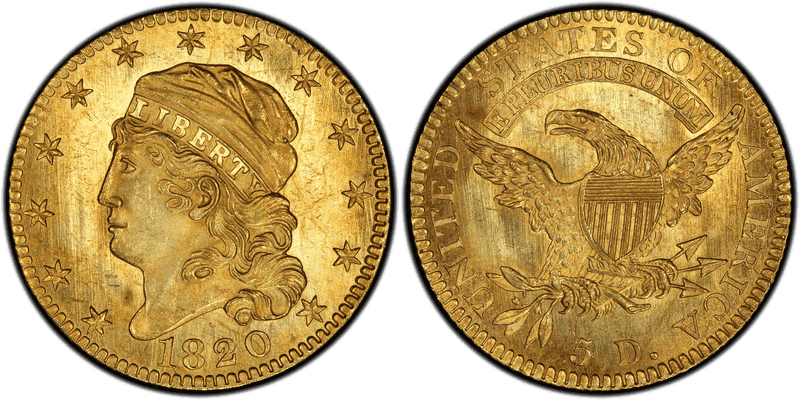 1820 Capped Head to Left Half Eagle - Square-Base 2