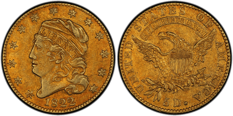 1822 Capped Head to Left Half Eagle