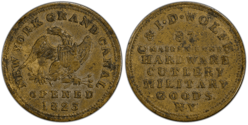 (1823) Brass Token Rulau-E NY-957B, C. & I.D. Wolfe
